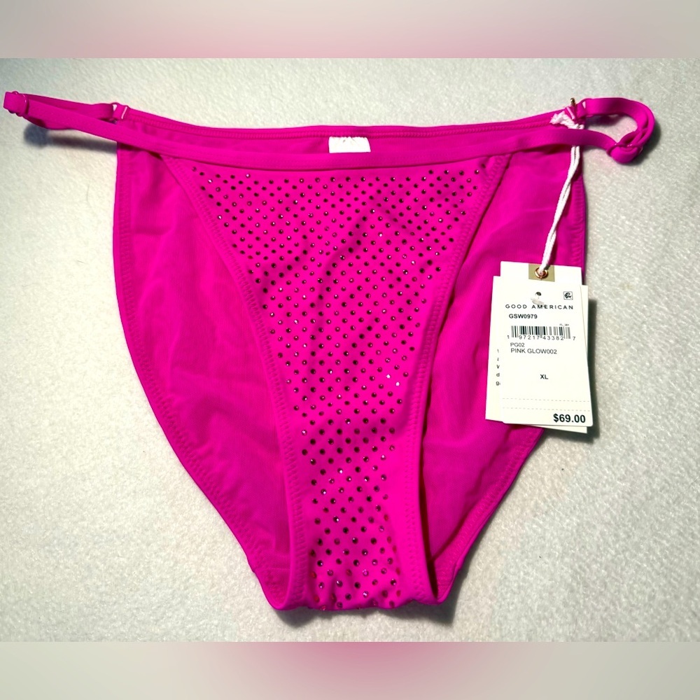 Good American Pink Glow Bikini Bottoms. XL